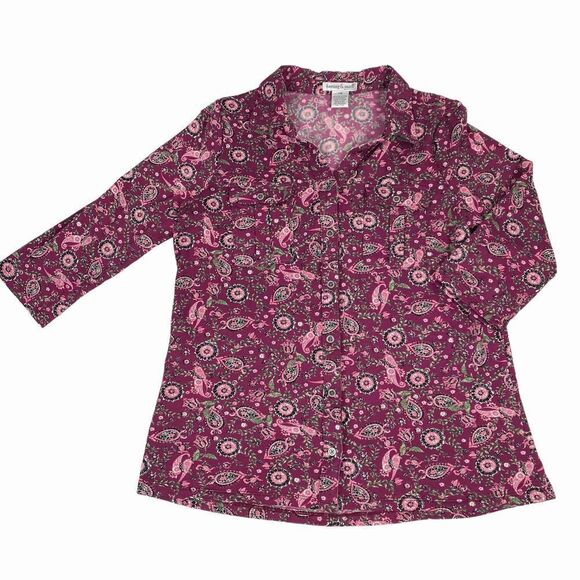 Hastings & Smith Button Front Paisley Top Size Petite Medium - Picture 1 of 5
